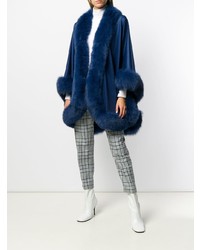 Темно-синее пальто-накидка от Liska