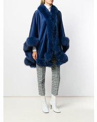 Темно-синее пальто-накидка от Liska