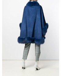 Темно-синее пальто-накидка от Liska