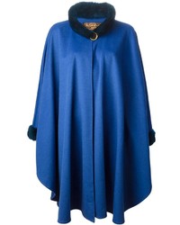 Темно-синее пальто-накидка от Yves Saint Laurent