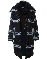 Темно-синее пальто с меховым воротником от Preen by Thornton Bregazzi