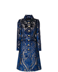 Женское темно-синее пальто с принтом от Dolce & Gabbana