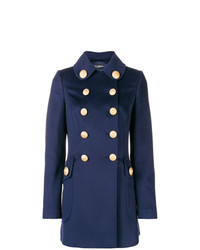 Женское темно-синее пальто с украшением от Dolce & Gabbana