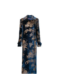 Женское темно-синее пальто с цветочным принтом от Ralph Lauren