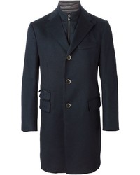 Мужское темно-синее пальто от Corneliani
