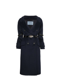 Женское темно-синее пальто от Prada