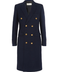 Женское темно-синее пальто от Saint Laurent