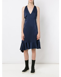 Темно-синее платье-комбинация с рюшами от Gloria Coelho