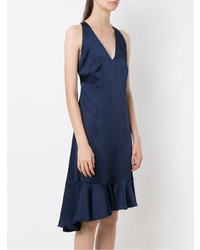 Темно-синее платье-комбинация с рюшами от Gloria Coelho