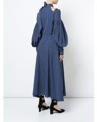 Темно-синее платье-макси в вертикальную полоску от Jill Stuart