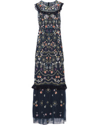 Темно-синее платье-макси с пайетками с украшением от Needle & Thread