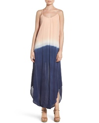 Темно-синее платье-макси с принтом тай-дай