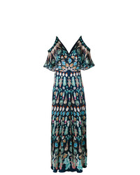 Темно-синее платье-макси с принтом от Temperley London
