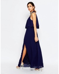 Темно-синее платье-макси с украшением от TFNC