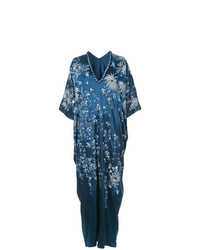 Темно-синее платье-макси с цветочным принтом от Josie Natori