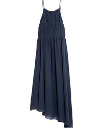 Темно-синее платье-макси со складками от Tibi
