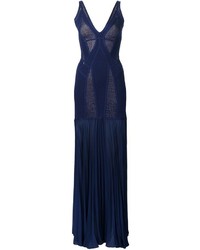 Темно-синее платье-макси от Herve Leger