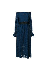 Темно-синее платье-миди с вышивкой от Perseverance London