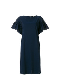 Темно-синее платье-миди с рюшами от Steffen Schraut