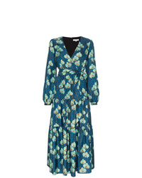 Темно-синее платье-миди с цветочным принтом от Borgo De Nor