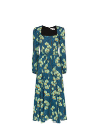 Темно-синее платье-миди с цветочным принтом от Borgo De Nor