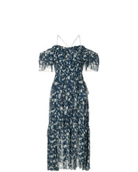 Темно-синее платье-миди с цветочным принтом от Ulla Johnson