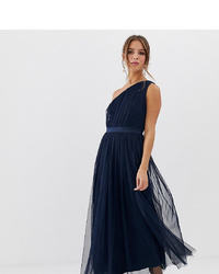 Темно-синее платье-миди со складками от Anaya