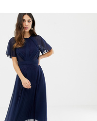 Темно-синее платье-миди со складками от ASOS DESIGN