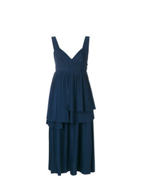 Темно-синее платье-миди со складками от Cédric Charlier