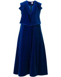 Темно-синее платье-миди от Maison Rabih Kayrouz