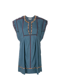 Темно-синее платье прямого кроя с вышивкой от Isabel Marant Etoile