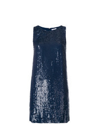 Темно-синее платье прямого кроя с пайетками