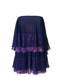 Темно-синее платье прямого кроя с пайетками с вышивкой от Talbot Runhof