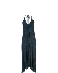 Темно-синее платье прямого кроя с принтом тай-дай от Hansine