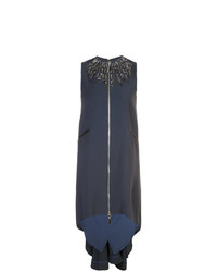 Темно-синее платье прямого кроя с украшением от Thomas Wylde