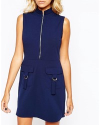 Темно-синее платье прямого кроя от Boohoo