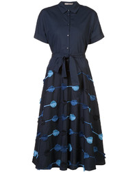 Темно-синее платье-рубашка от Lela Rose