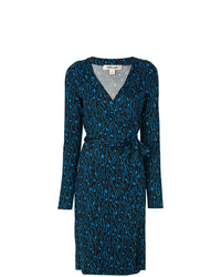 Темно-синее платье с запахом с вышивкой