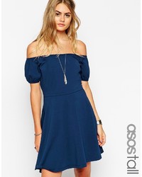 Темно-синее платье с плиссированной юбкой от Asos