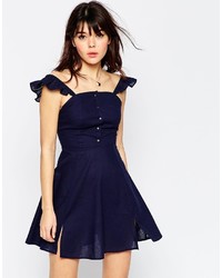 Темно-синее платье с плиссированной юбкой от Asos