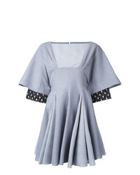 Темно-синее платье с пышной юбкой в вертикальную полоску от JW Anderson