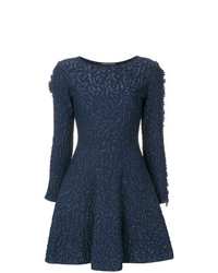 Темно-синее платье с пышной юбкой с вышивкой от Antonino Valenti