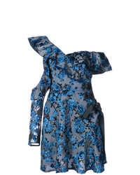 Темно-синее платье с пышной юбкой с цветочным принтом от Self-Portrait