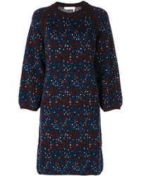 Темно-синее платье с цветочным принтом от Chloé