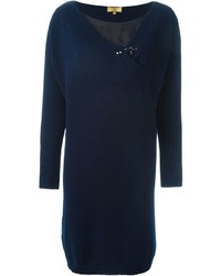 Темно-синее платье-свитер от Fay