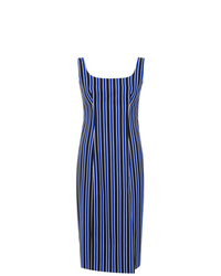 Темно-синее платье-футляр в вертикальную полоску от Reinaldo Lourenço