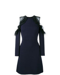 Темно-синее платье-футляр с рюшами от Huishan Zhang