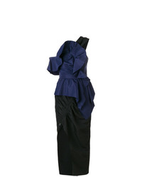 Темно-синее платье-футляр с рюшами от Self-Portrait