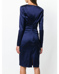 Темно-синее платье-футляр со складками от Talbot Runhof