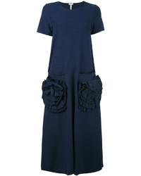 Темно-синее повседневное платье с рюшами от Loewe
